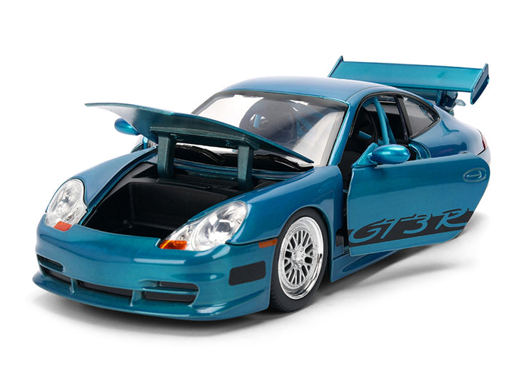 Porsche 911 GT3 RS (996) Blue Color Brush Finish "Fast Five" (2011) Movie "25 Years of Fast & Furious" Series 1/24 Diecast Model Car by Jada image 2