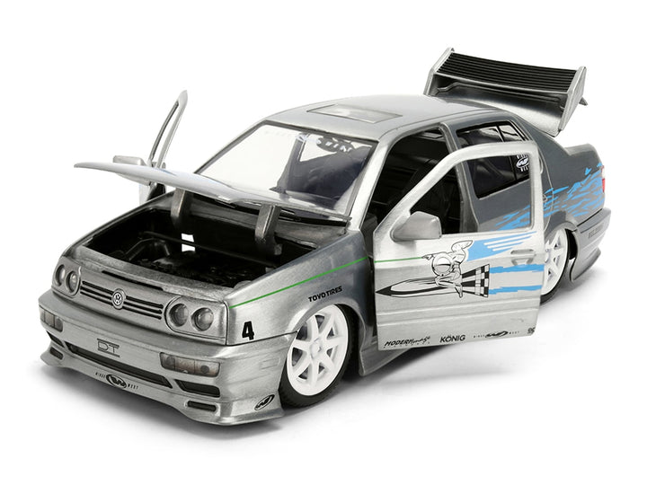 Volkswagen Jetta Raw Metal Color Brush Finish "The Fast and the Furious" (2001) Movie "25 Years of Fast & Furious" Series 1/24 Diecast Model Car by Jada image 2