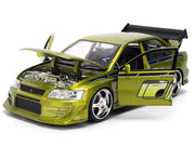 Brian's Mitsubishi Lancer Evolution VII Green Color Brush Finish "2 Fast 2 Furious" (2003) Movie "25 Years of Fast & Furious" Series1/24 Diecast Model Car by Jada image 3