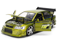 Brian's Mitsubishi Lancer Evolution VII Green Color Brush Finish "2 Fast 2 Furious" (2003) Movie "25 Years of Fast & Furious" Series1/24 Diecast Model Car by Jada image 3