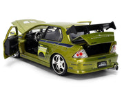 Brian's Mitsubishi Lancer Evolution VII Green Color Brush Finish "2 Fast 2 Furious" (2003) Movie "25 Years of Fast & Furious" Series1/24 Diecast Model Car by Jada image 4