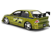 Brian's Mitsubishi Lancer Evolution VII Green Color Brush Finish "2 Fast 2 Furious" (2003) Movie "25 Years of Fast & Furious" Series1/24 Diecast Model Car by Jada image 5