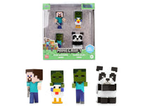 Minecraft Wave 7 Metalfigs four-pack, Steve, Zombie, Chicken Jockey and Panda with box — Jada 38005