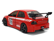 2006 Mitsubishi Lancer Evolution IX RHD (Right Hand Drive) #26 Red with White Graphics "JDM Tuners" Series 1/24 Diecast Model Car by Jada image 5