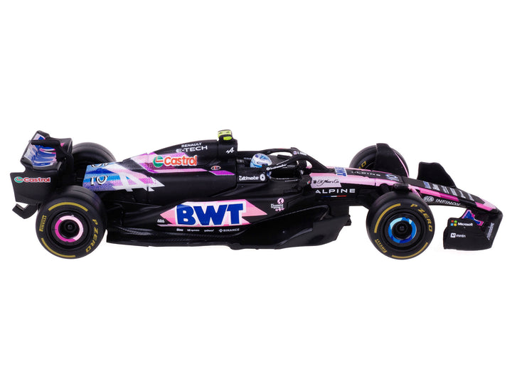 Alpine A524 #10 Pierre Gasly "BWT" "Formula One F1 World Championship" (2024) with Driver Figure and Display Case "Race" Series 1/43 Diecast Model Car by Bburago image 2