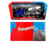 Peterbilt 379 Cement Mixer Blue Metallic with Chrome and Silver Mixer "Transporter" Series 1/32 Diecast Model by Welly image 3