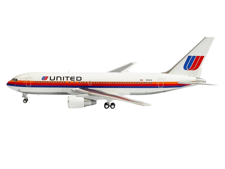 Boeing 767-200ER Commercial Aircraft "United Airlines" (N611UA) White with Stripes 1/400 Diecast Model by V1:400 image 2