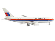 Boeing 767-200ER Commercial Aircraft "United Airlines" (N611UA) White with Stripes 1/400 Diecast Model by V1:400 image 3