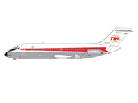 McDonnell Douglas DC-9-15 Commercial Aircraft "Trans World Airlines" (N1070T) White with Red Stripes 1/400 Diecast Model by V1:400 image 2