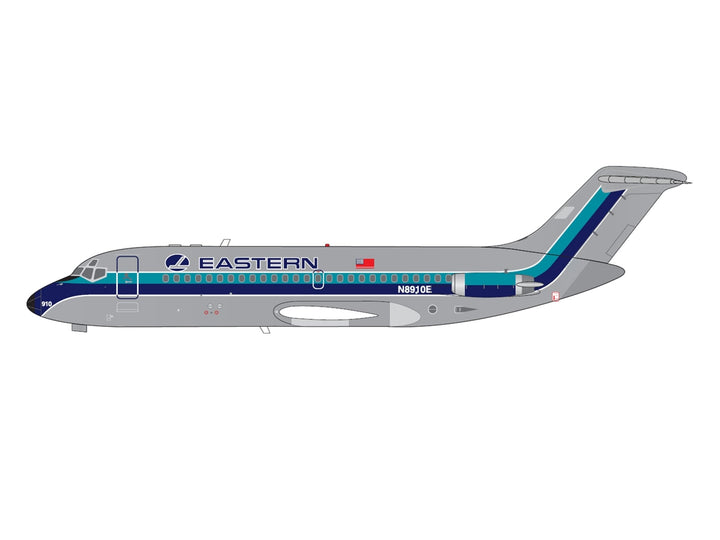 McDonnell Douglas DC-9-14 Commercial Aircraft "Eastern Air Lines" (N8910E) Silver with Blue Stripes 1/400 Diecast Model by V1:400 image 2