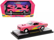 1966 Ford Mustang Fastback 2+2 Pink with Blue and Yellow Stripes "Pro Street" Limited Edition to 6250 pieces Worldwide 1/24 Diecast Model Car by M2 Machines image 2