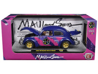 1952 Volkswagen Beetle Deluxe Model "Maui & Sons" Purple Metallic with Graphics Limited Edition to 6650 pieces Worldwide 1/24 Diecast Model Car by M2 Machines image 2