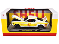 1966 Ford Mustang 2+2 GT #57 "Shell Oil" White with Yellow Stripes Limited Edition to 5650 pieces Worldwide 1/24 Diecast Model Car by M2 Machines image 3