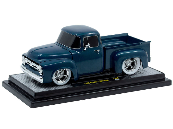 1956 Ford F-100 Pickup Truck Blue Metallic Limited Edition to 6650 pieces Worldwide 1/24 Diecast Model Car by M2 Machines image 2