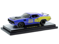 1971 Plymouth Hemi Cuda "VP Racing 50 Years" Blue with Yellow Sides Limited Edition to 8650 pieces Worldwide 1/24 Diecast Model Car by M2 Machines image 2