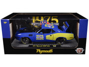 1971 Plymouth Hemi Cuda "VP Racing 50 Years" Blue with Yellow Sides Limited Edition to 8650 pieces Worldwide 1/24 Diecast Model Car by M2 Machines image 3