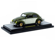 1952 Volkswagen Beetle Deluxe Model Dark Green with Beige Sides Limited Edition to 5250 pieces Worldwide 1/24 Diecast Model Car by M2 Machines image 2