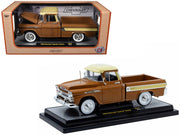 1958 Chevrolet Apache Cameo Pickup Truck Brown with Beige Top Limited Edition to 5250 pieces Worldwide 1/24 Diecast Model Car by M2 Machines