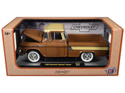 1958 Chevrolet Apache Cameo Pickup Truck Brown with Beige Top Limited Edition to 5250 pieces Worldwide 1/24 Diecast Model Car by M2 Machines image 3