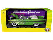 1957 Chevrolet Bel Air Convertible Green Metallic with Flame Graphics and Purple and White Interior Limited Edition to 4050 pieces Worldwide 1/24 Diecast Model Car by M2 Machines image 3