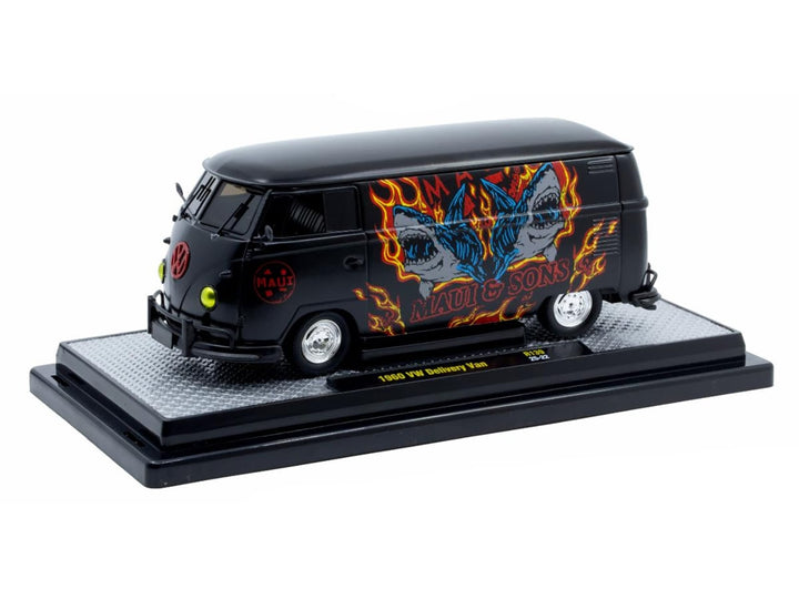 1960 Volkswagen Delivery Van "Maui & Sons" Black with Graphics Limited Edition to 4050 pieces Worldwide 1/24 Diecast Model Car by M2 Machines image 2