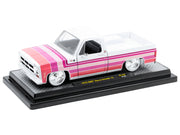 1976 GMC Sierra Grande 15 Pickup Truck White with Stripes Limited Edition to 9250 pieces Worldwide 1/24 Diecast Model Car by M2 Machines image 2