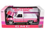 1976 GMC Sierra Grande 15 Pickup Truck White with Stripes Limited Edition to 9250 pieces Worldwide 1/24 Diecast Model Car by M2 Machines image 3