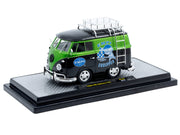 1960 Volkswagen Delivery Van "EMPI Equipped" Black and Green Metallic with Roof Rack and Ladder Limited Edition to 4050 pieces Worldwide 1/24 Diecast Model Car by M2 Machines image 2