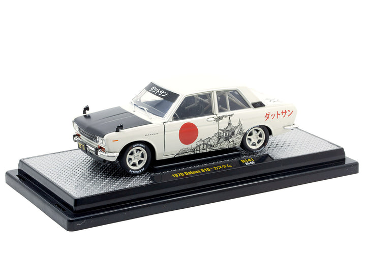 1970 Datsun 510 Light Gray with Japanese Graphics Limited Edition to 4050 pieces Worldwide 1/24 Diecast Model Car by M2 Machines image 2