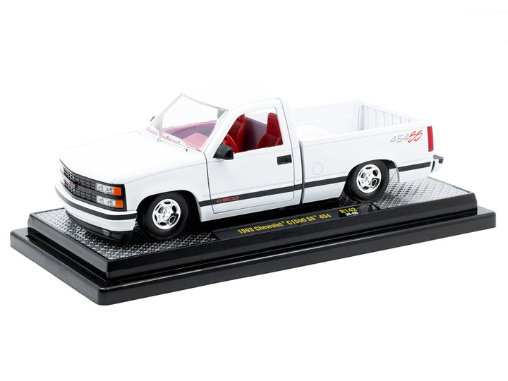 1993 Chevrolet C1500 SS 454 Pickup Truck White with Red Interior Limited Edition to 9600 pieces Worldwide 1/24 Diecast Model Car by M2 Machines image 2