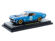 1970 Ford Mustang Sportsroof #70 Blue Metallic with White Stripes Limited Edition to 4050 pieces Worldwide 1/24 Diecast Model Car by M2 Machines image 2