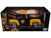 1956 Ford F-100 Pickup Truck "Throttle" Black with Brown Top and Fenders with Graphics Limited Edition to 6250 pieces Worldwide 1/24 Diecast Model Car by M2 Machines image 3