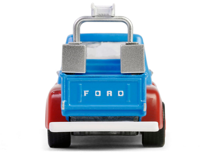1956 Ford F-100 Pickup Truck with Tool Boxes and Ladders "Chevron" Blue and Red "Chevron Special Edition" Series 1 1/64 Diecast Model Car by Greenlight image 2