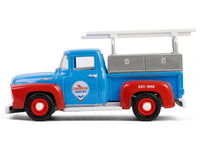 1956 Ford F-100 Pickup Truck with Tool Boxes and Ladders "Chevron" Blue and Red "Chevron Special Edition" Series 1 1/64 Diecast Model Car by Greenlight image 4
