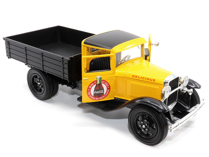 1931 Ford Model AA Pickup Truck Yellow and Black "Drink it Ice Cold for Sparkling Refreshment - Coca-Cola" 1/24 Diecast Model Car by Motor City Classics image 2