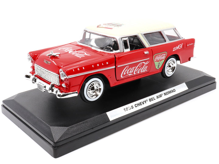 1955 Chevrolet Bel Air Nomad Red with White Top "Coca-Cola" 1/24 Diecast Model Car by Motor City Classics image 2