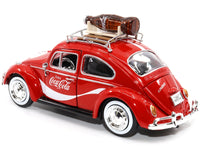 1966 Volkswagen Beetle Red "Enjoy Coca-Cola" with Roof Rack and Accessories 1/24 Diecast Model Car by Motor City Classics image 3