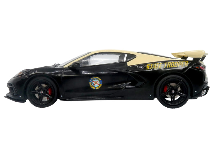 2023 Chevrolet Corvette C8 Stingray Police Interceptor "Florida Highway Patrol (FHP)" Black with Cream Top 1/43 Diecast Model by Iconic Replicas image 2
