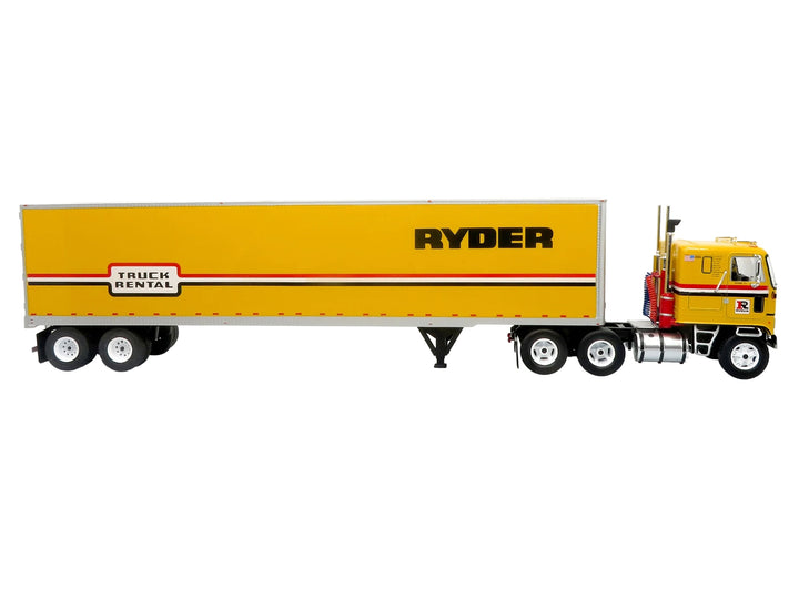 1970 GMC Astro 95 Tractor with Dry Van Trailer "Ryder Truck Rental" Yellow with Stripes "North American Vintage Truck Collection" Limited Edition to 504 pieces Worldwide 1/43 Diecast Model by Iconic Replicas image 2