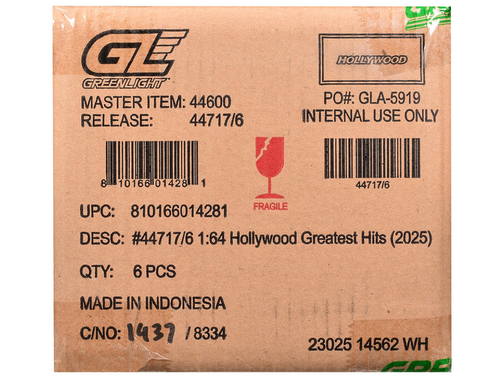 "Hollywood Greatest Hits" (2025) Set of 6 pieces 1/64 Diecast Model Cars by Greenlight image 2