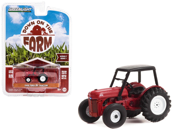 GreenLight 1:64 Ford 8N tractor, red with black canopy, Down on the Farm Series 7 — item 48070B