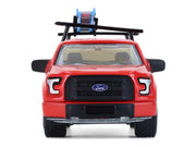 2015 Ford F-150 Pickup Truck with Ladder Rack Red with Black Stripes "Down on the Farm" Series 11 1/64 Diecast Model by Greenlight image 4