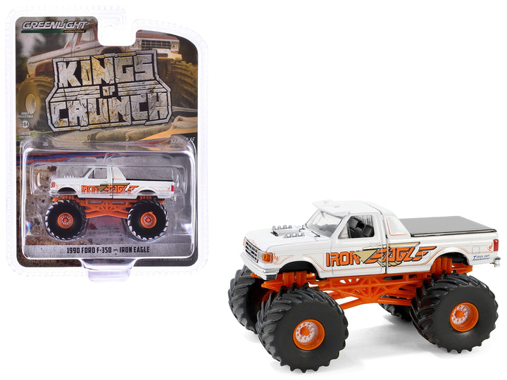 1990 Ford F-350 Monster Truck White "Iron Eagle" "Kings of Crunch" Series 15 1/64 Diecast Model Car by Greenlight image 2