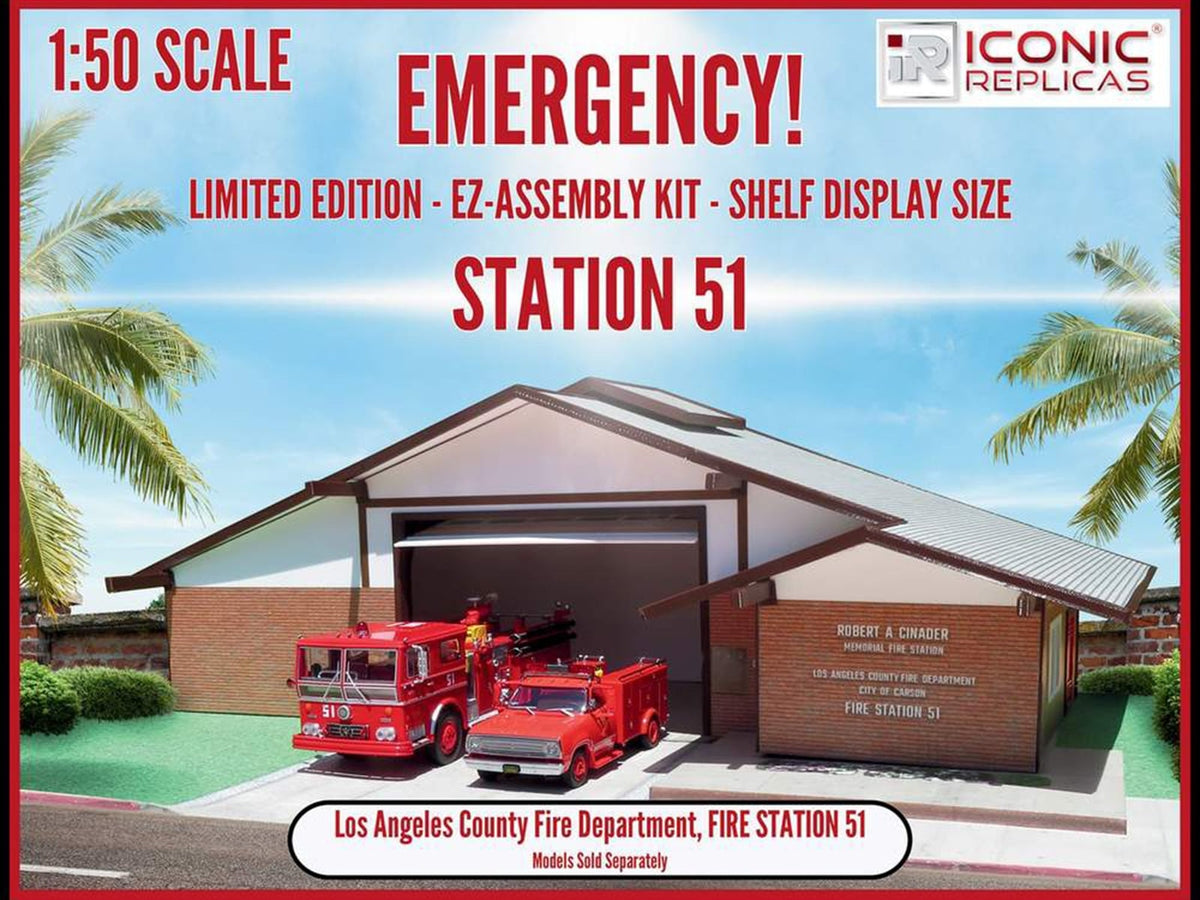Los Angeles County Fire Department Fire Station 51 Diorama EZ Assembly Kit "Emergency!" Series 1/50 Model by Iconic Replicas image 2