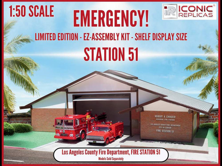 Los Angeles County Fire Department Fire Station 51 Diorama EZ Assembly Kit "Emergency!" Series 1/50 Model by Iconic Replicas image 2