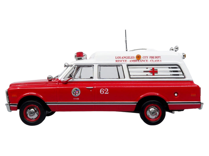 1969 Chevrolet C-10 Ambulance "Los Angeles City Fire Department" Red and White "5 Alarm" Series Limited Edition 1/50 Diecast Model by Iconic Replicas image 2