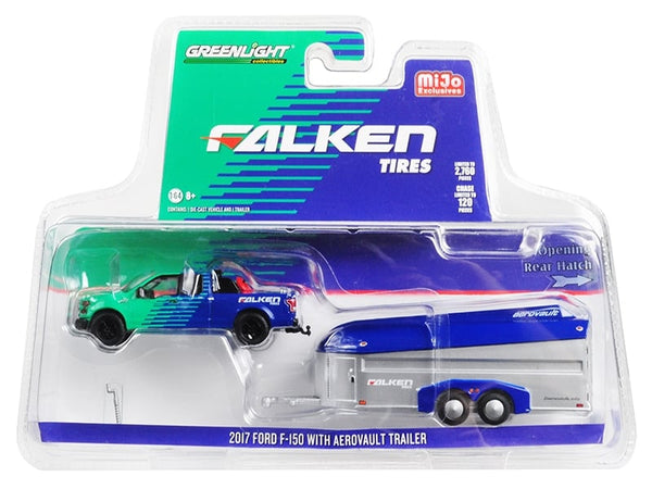 GreenLight Falken Tires 2017 Ford F-150 Aerovault trailer set 1:64 51244, product image 1