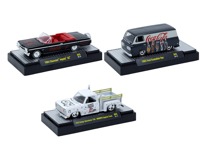 "Coca-Cola" Set of 3 pieces Release 65 Limited Edition to 4800 pieces Worldwide 1/64 Diecast Models by M2 Machines image 2