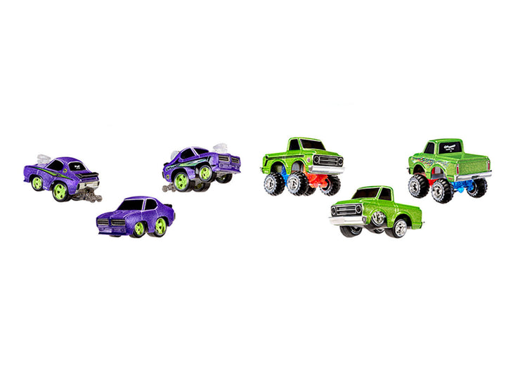 1969 Pontiac GTO Purple Metallic and 1967 Chevrolet C10 Pickup Truck Green Metallic "Custom Shop" 2 Car Set Diecast Model Cars by CarTuned image 2