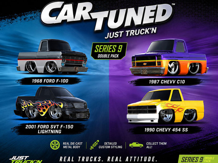 "Just Truck'n" Double Pack Series 9 Set of 4 Cars Diecast Model Cars by CarTuned image 2